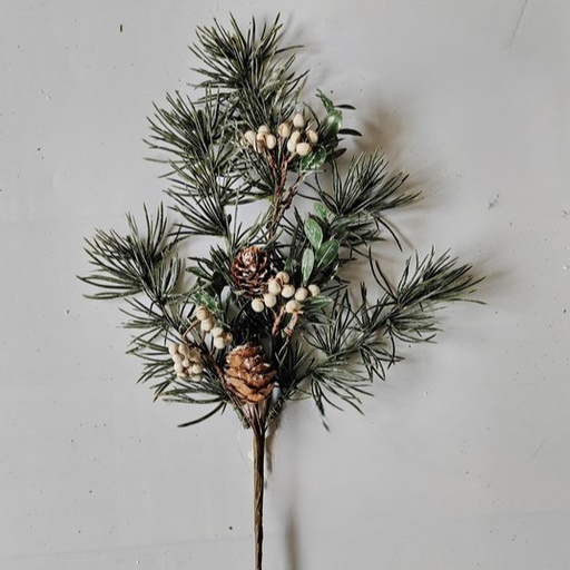 [XL5607] 15.5" PINE SPRAY W/ CONES & CREAM BERRIES
