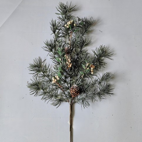 [XL5608] 24.5" PINE SPRAY W/ CONES & CREAM BERRIES