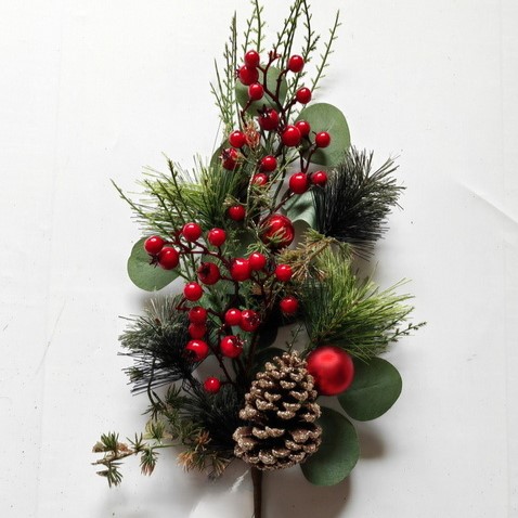 [XL5622] 25" MIXED PINE SPRAY W/ EUCALYPTUS/CONES/BERRIES