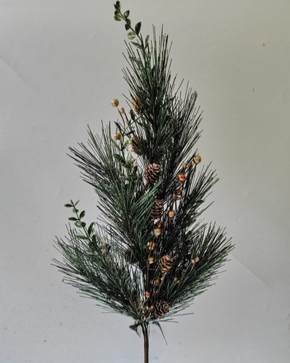 [XL5634] 24.5" GLITTER PINE TREE W/ CONES & GOLD BERRIES