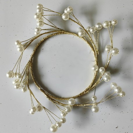 [XL5640] 3.5" PEARL CLUSTER CANDLE RING GOLD