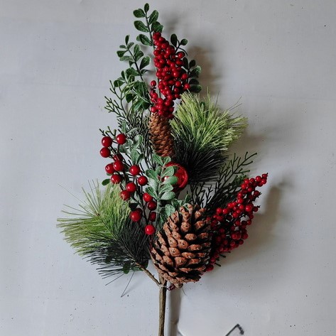 [XL5649] 22.5" MIXED PINE & EUCALYPTUS SPRAY W/ BERRIES & CONES