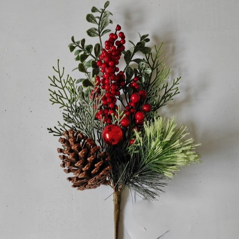 [XL5650] 17" MIXED PINE & EUCALYPTUS SPRAY W/ BERRIES & CONES