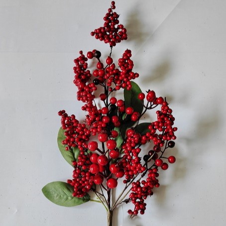 [XL5655] 26" MIXED RED BERRY SPRAY W/ LEAVES