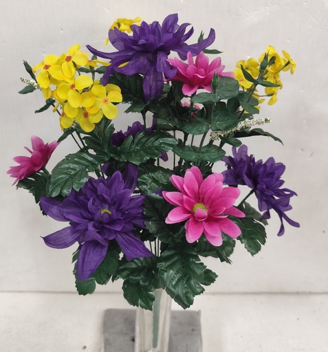 [ST5932-PBT] 17" HYDRANGEA/SUNFLOWER MIXED BUSH X14 PURPLE/BEAUTY