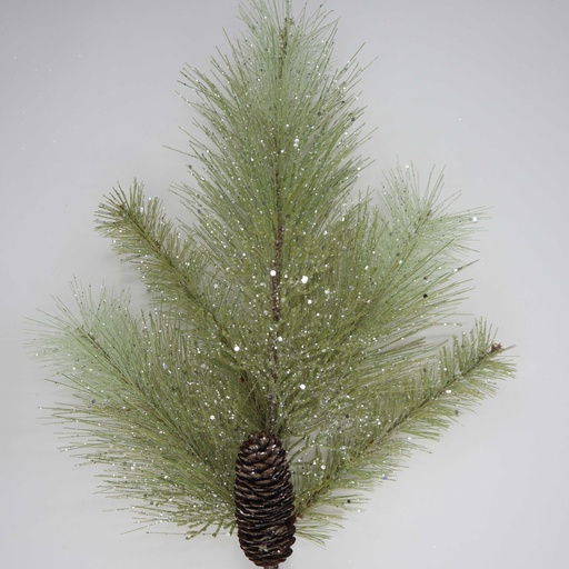 [XB5308] 20" GLITTERED MIXED PINE SPRAY W/ CONE
