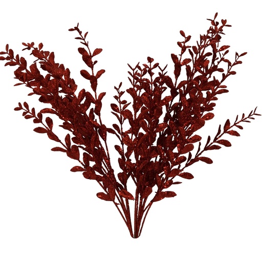 [XT5914-RED] 22" GLITTERED LAUREL LEAF BUSH RED