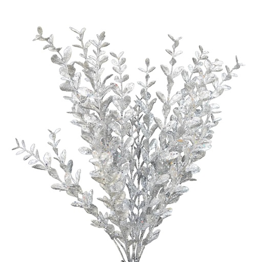 [XT5914-SIL] 22" GLITTERED LAUREL LEAF BUSH SILVER