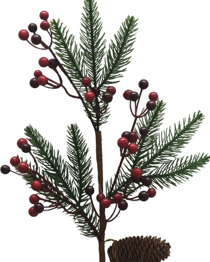 [XT5930] 20" SPRUCE & MIXED BERRY SPRAY X3 W/ CONE
